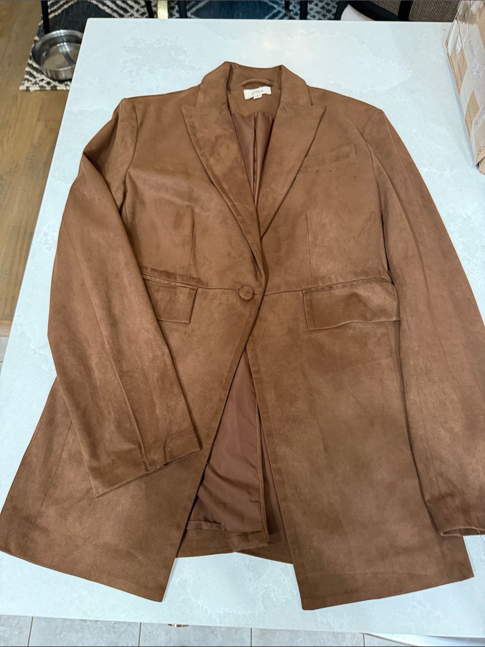 Elan Suede Single-Button Blazer Jacket - Brown